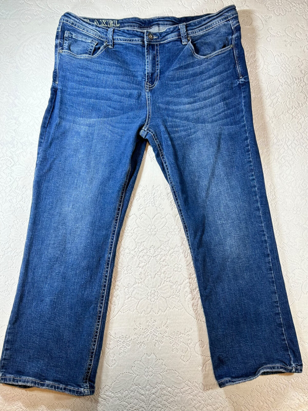 TK Axel Men's Denim Jeans Size 42X30 Slim Fit Boot Cut Stretch Mid Rise Blue NWT